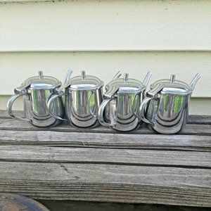 4 Vintage Stainless Steel Cream Tea Pitchers Vollrath 03813VR